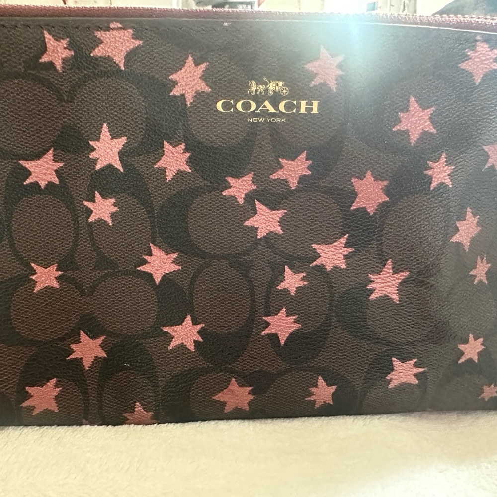 Coach Brown and Pink Star Clutch